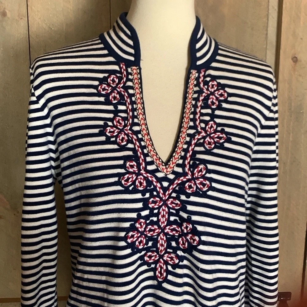 Tory Burch Katama nautical stripe tunic top Size Medium